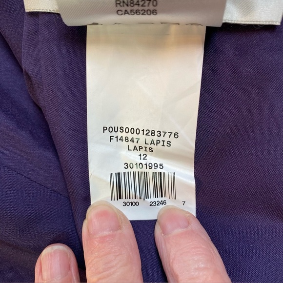 David's Bridal Strapless Short Dress Pleated Chiffon in Lapis Purple Sz 12 - Picture 13 of 16